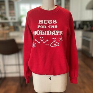 Vintage Jerzees Holiday ⛄️ Snowflakes Sweatshirt Red Size L Made In USA